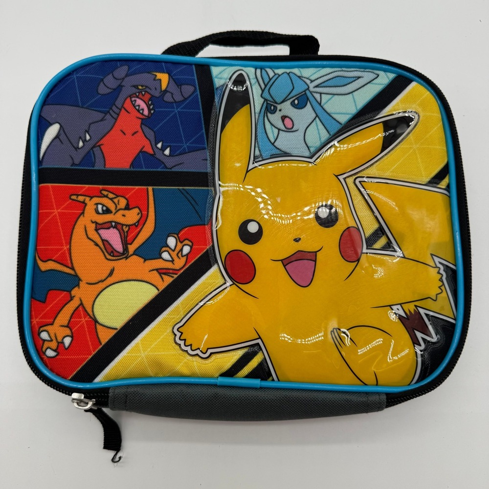 Pokemon Pikachu Charizard Insulated Lunch Bag Bioworld Grey Canvas Zip Box